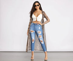 Snake Long Sleeve Mesh Duster