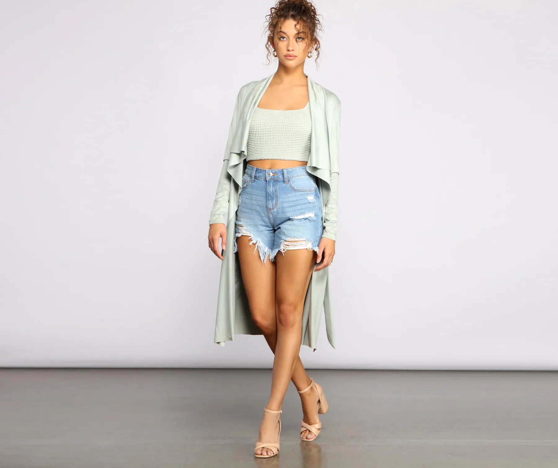 On The Town Suede Trench