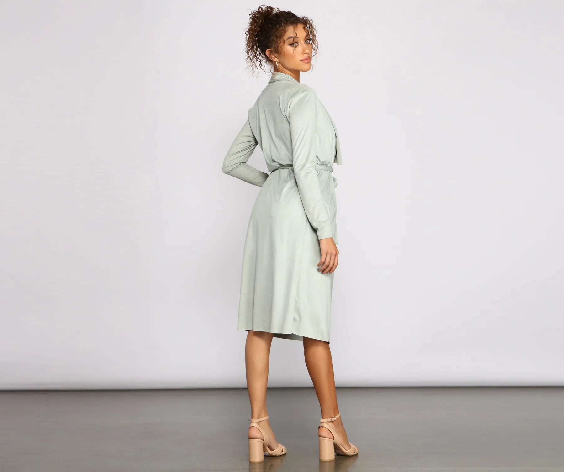 On The Town Suede Trench