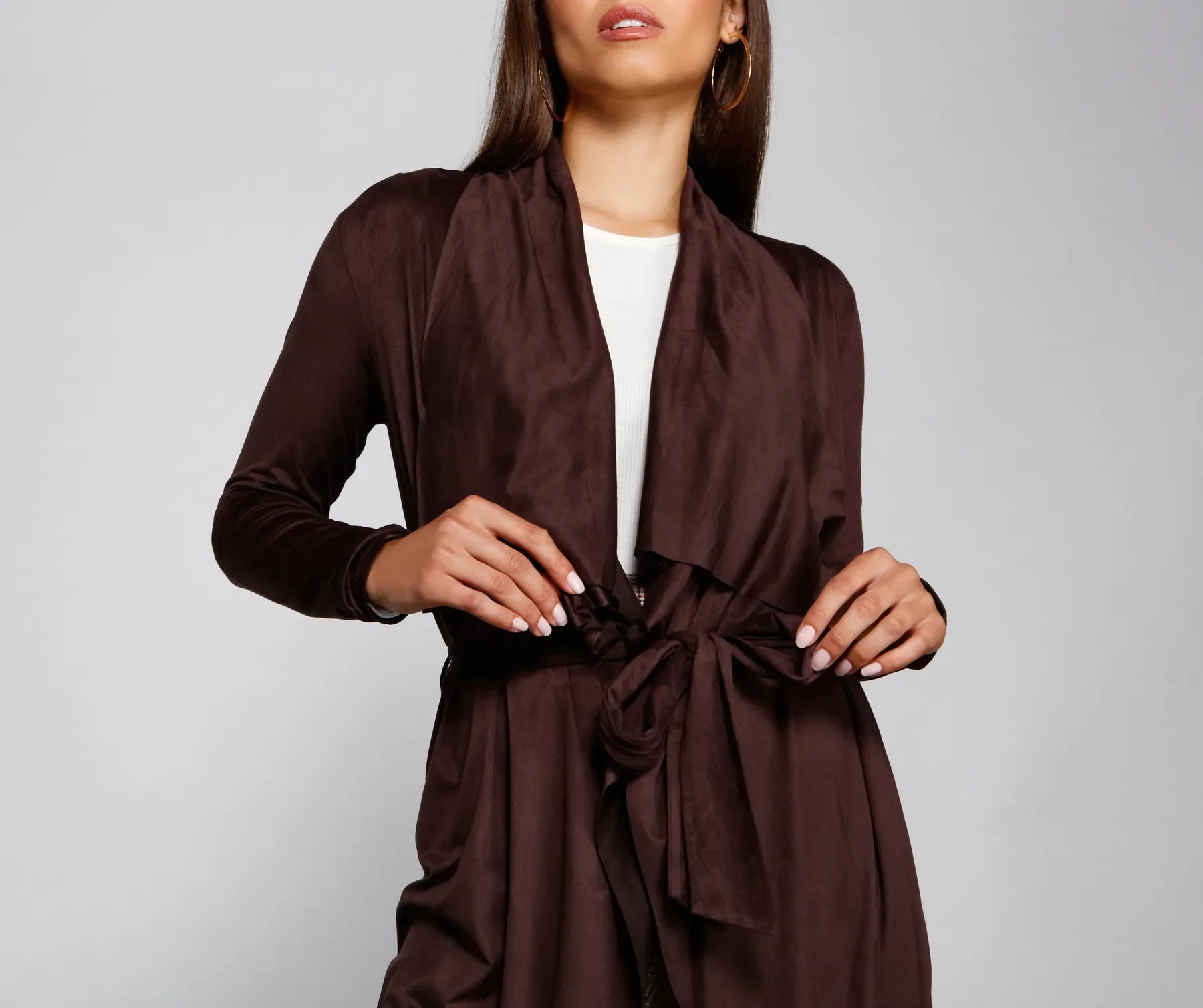 On The Town Suede Trench