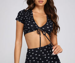 Floral Mood Ditsy Tie-Front Top