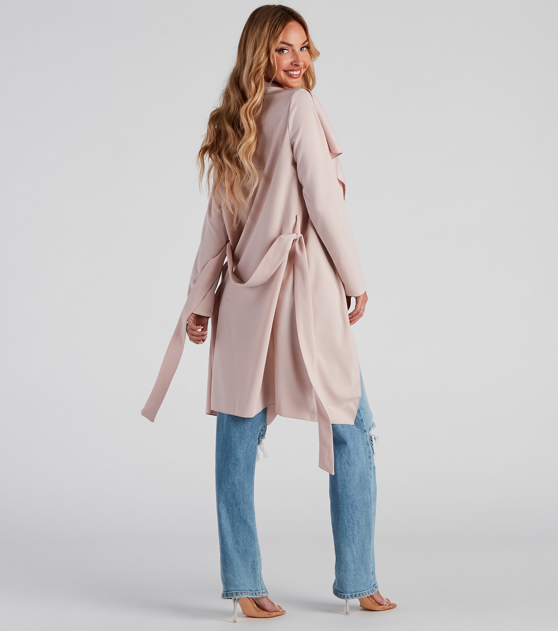 In Business Crepe Tie-Waist Duster