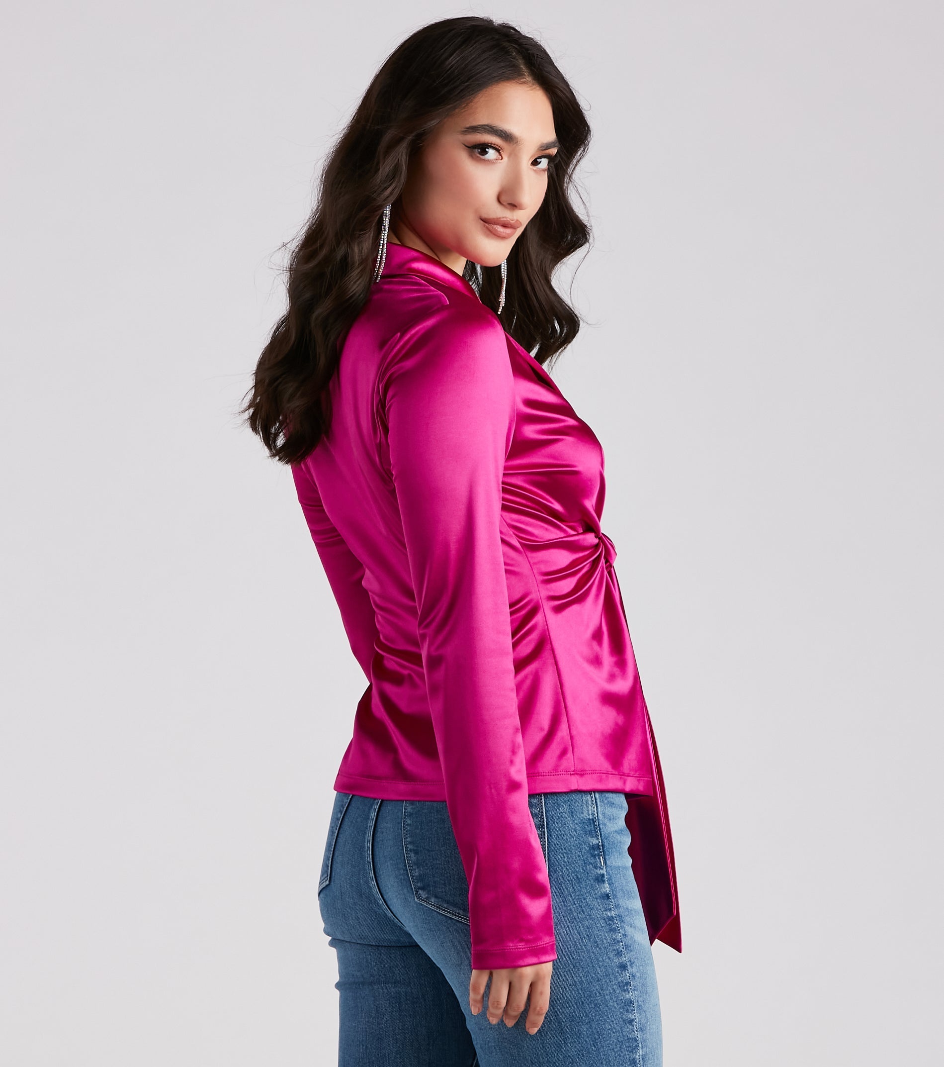 Biz Chic Satin Tie-Front Blazer