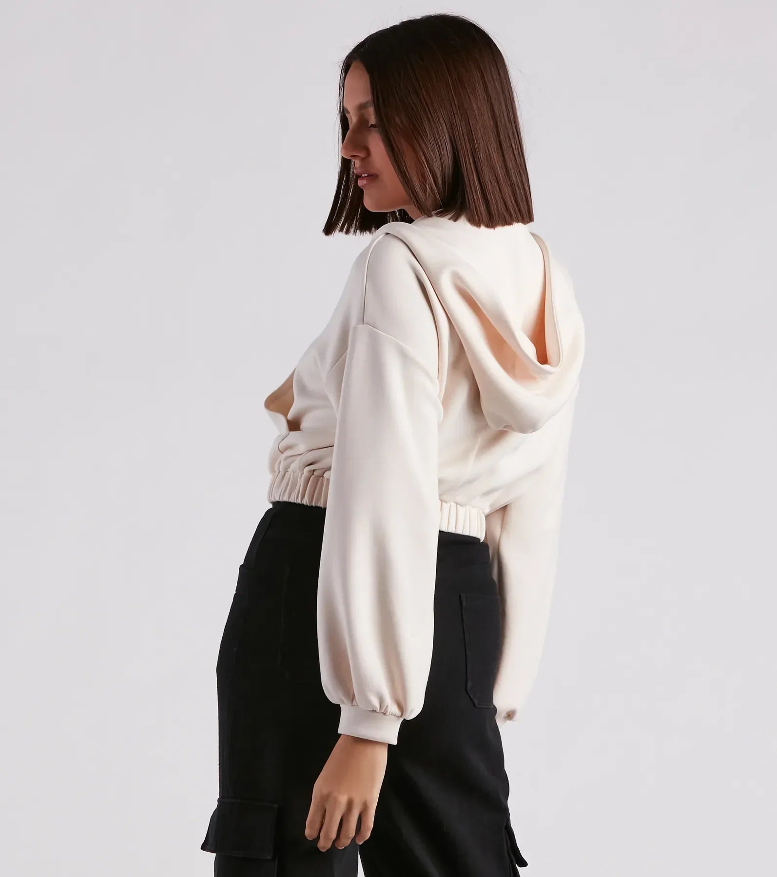 Off Duty Babe Luxe Zip-Up Crop Hoodie