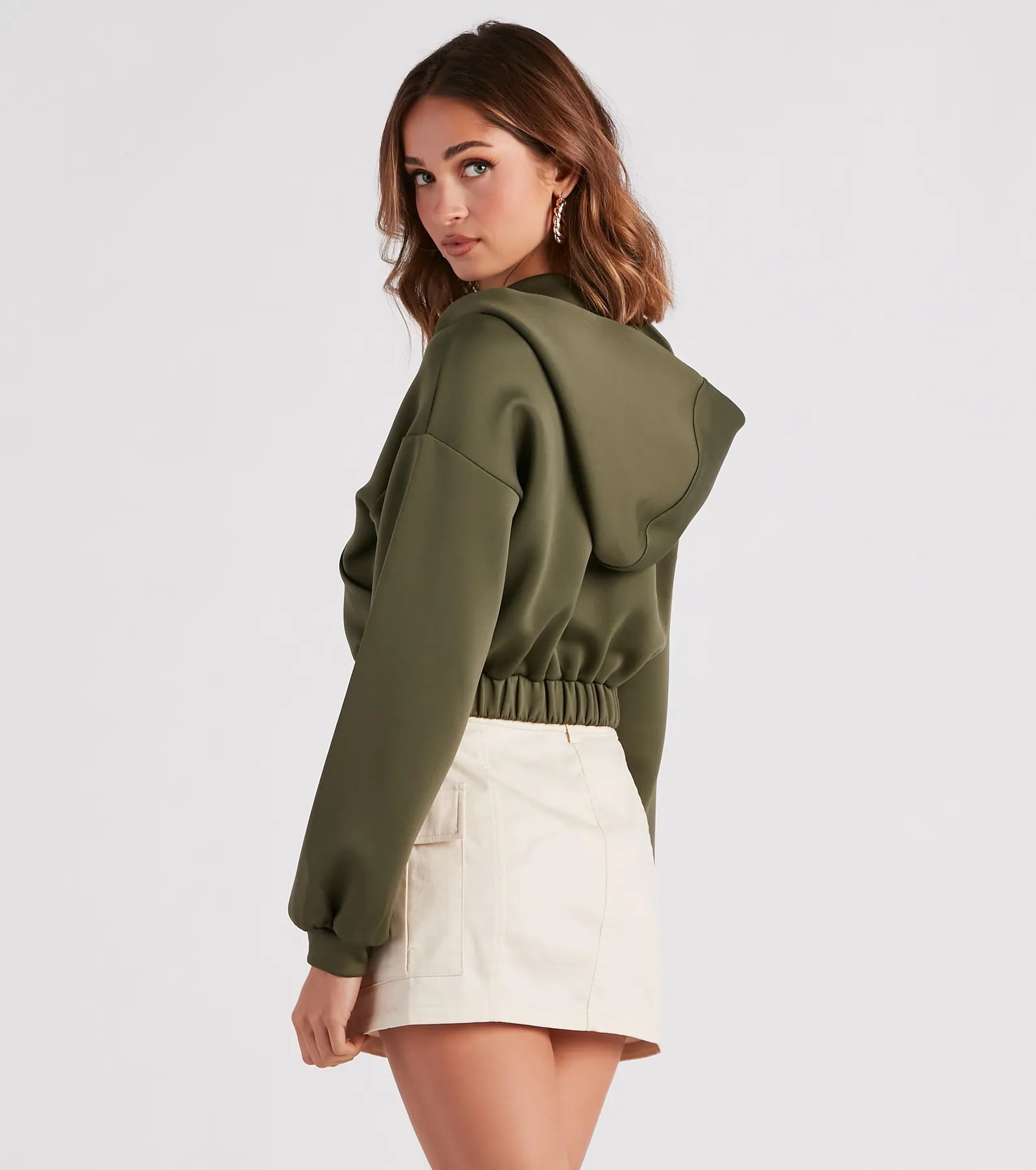 Off Duty Babe Luxe Zip-Up Crop Hoodie
