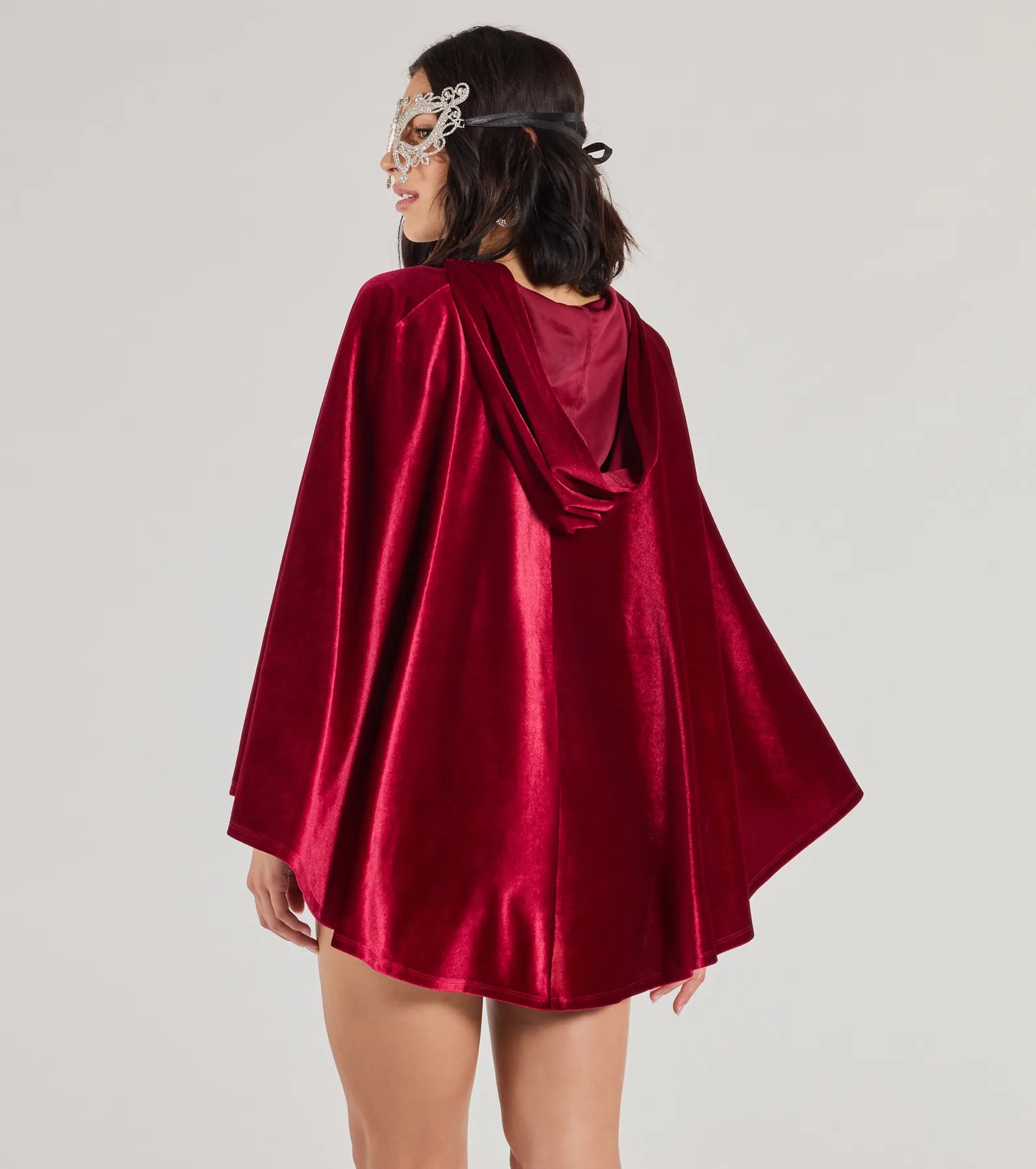 Spooky And Sultry Velvet Hooded Cape