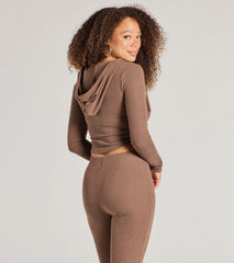 Feelin' Comfy Ribbed Knit Fitted Hoodie