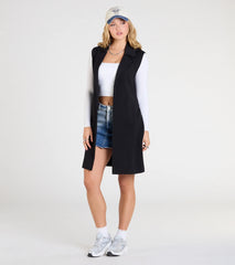 City Sleek Tie-Waist Longline Ponte Vest