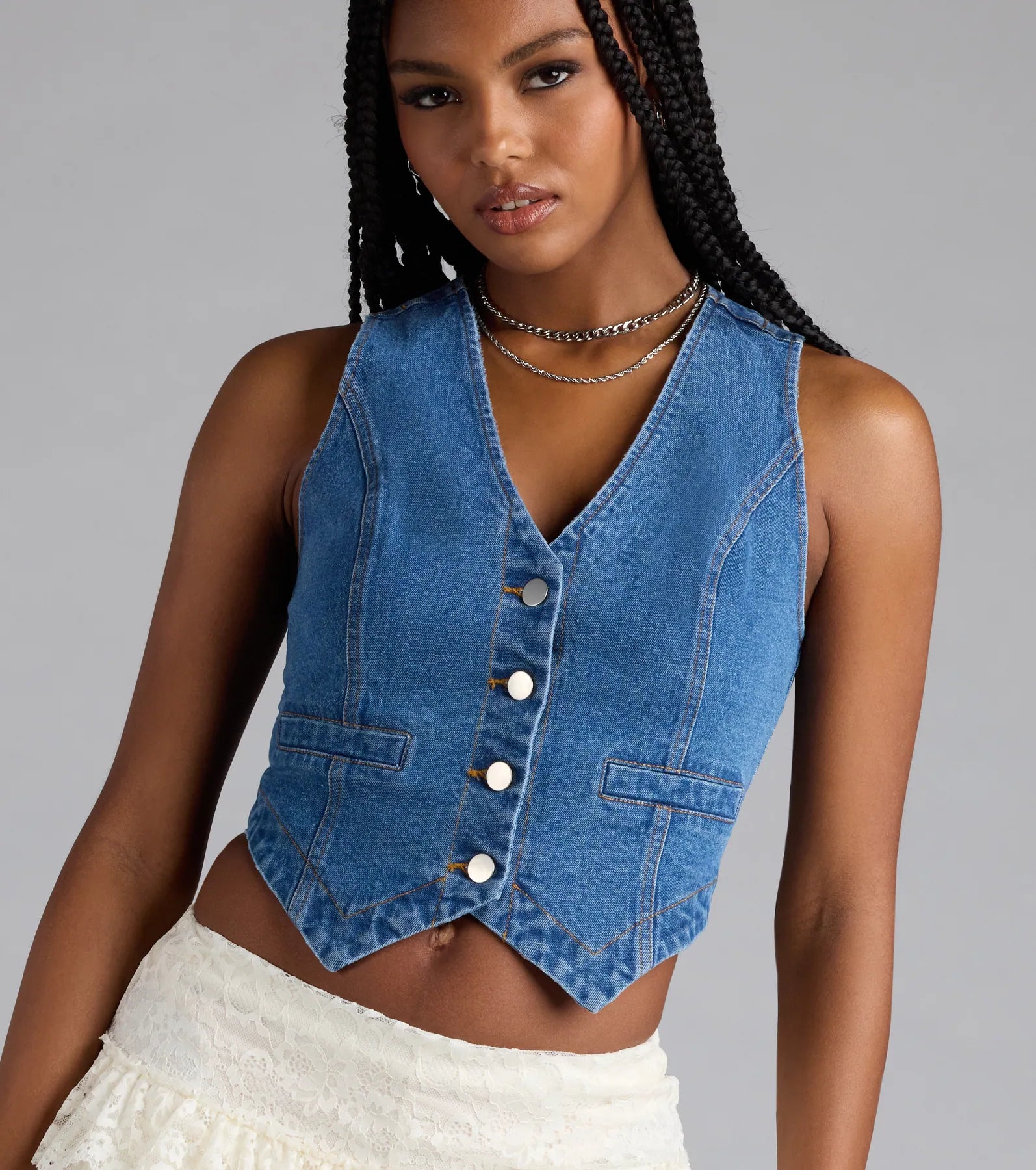 Hometown Cutie Button Denim Vest