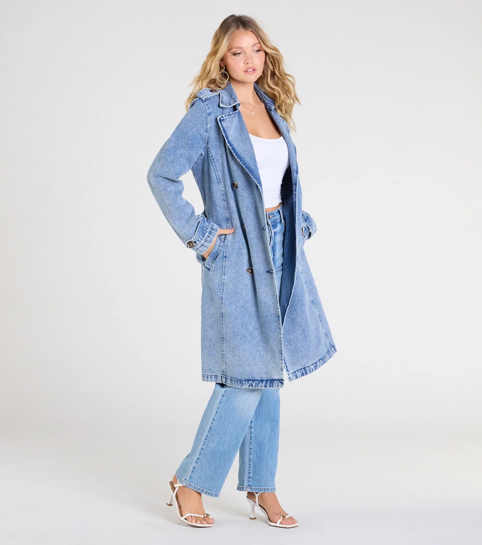 In The Stylish Trench Denim Coat