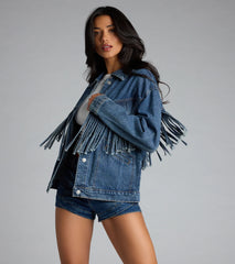 Fringe Benefits Oversized Denim Jacket