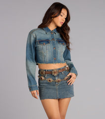 Instant Attitude Studded Cropped Denim Jacket