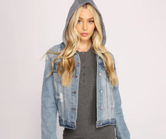 Cute And Casual Hooded Denim Jacket