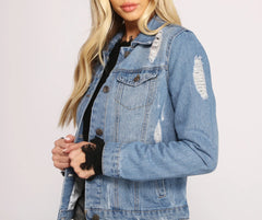 Stylish And Distressed Denim Jacket
