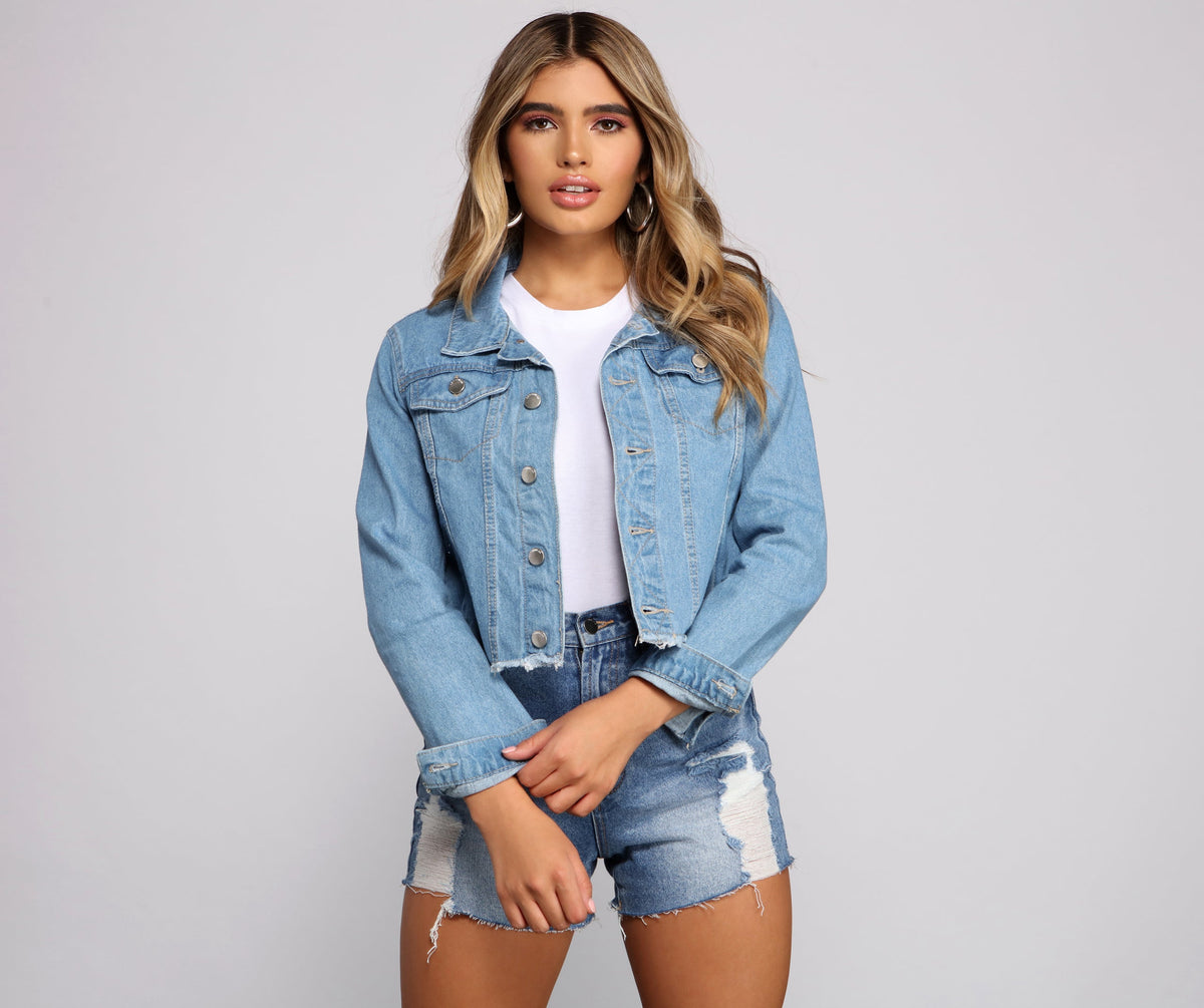 Fab And Frayed Cropped Denim Jacket