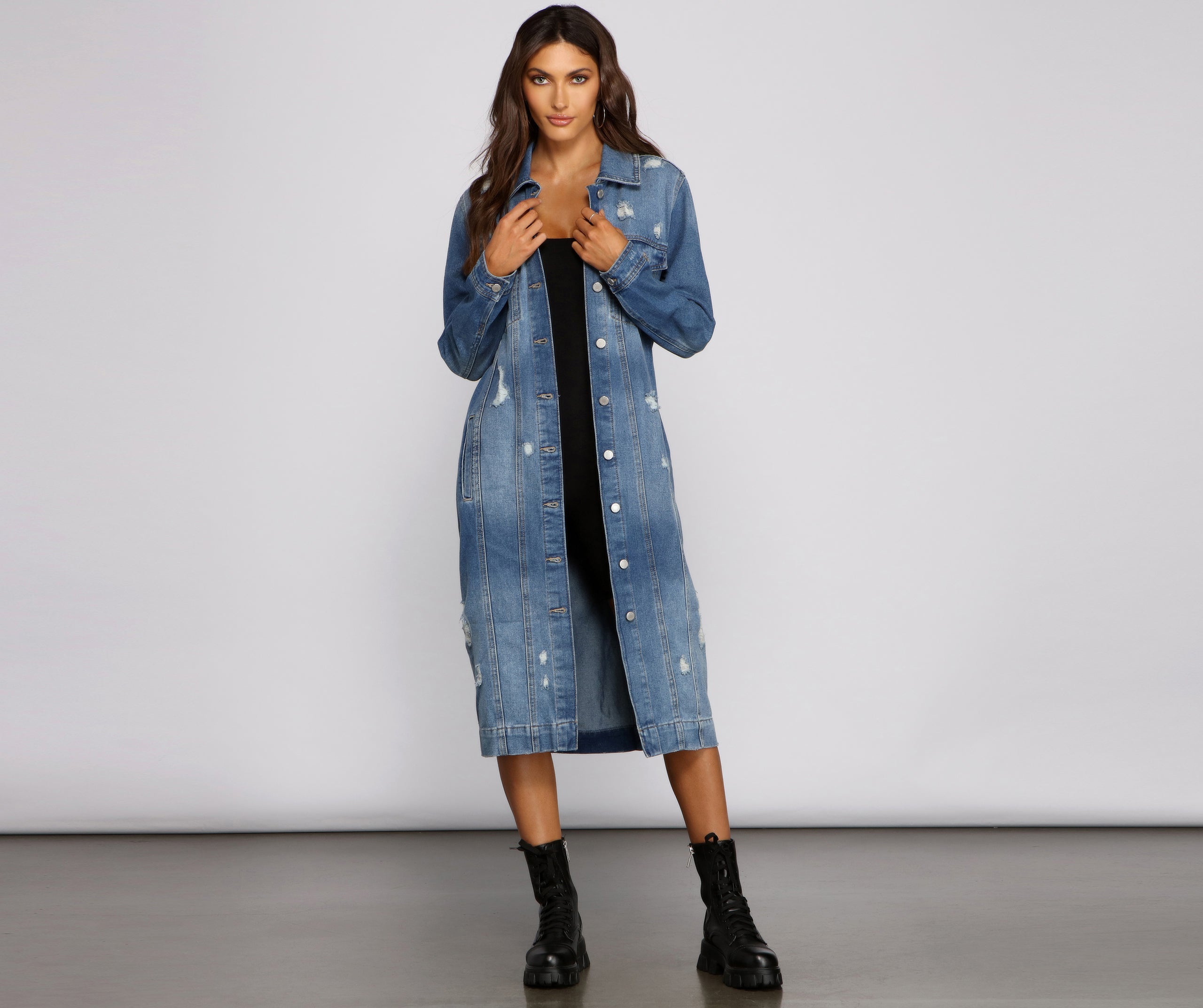 Such A Vibe Long-Line Denim Jacket