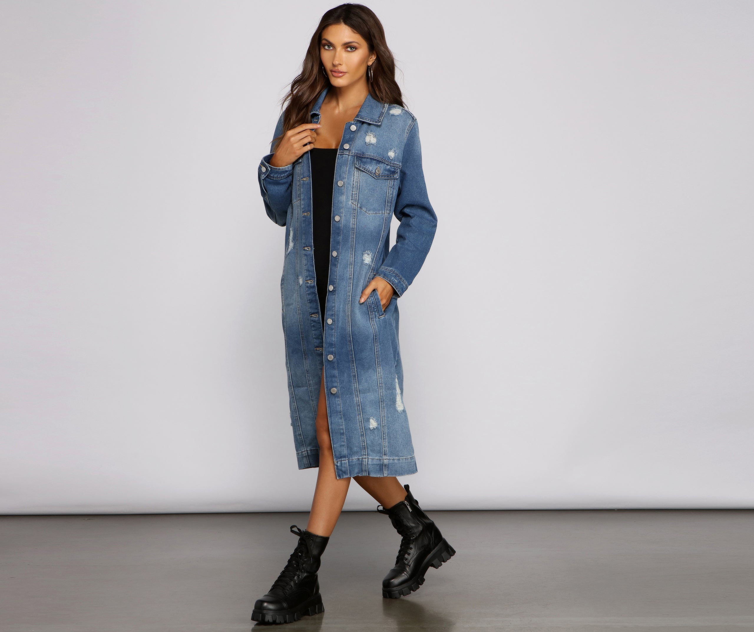 Such A Vibe Long-Line Denim Jacket