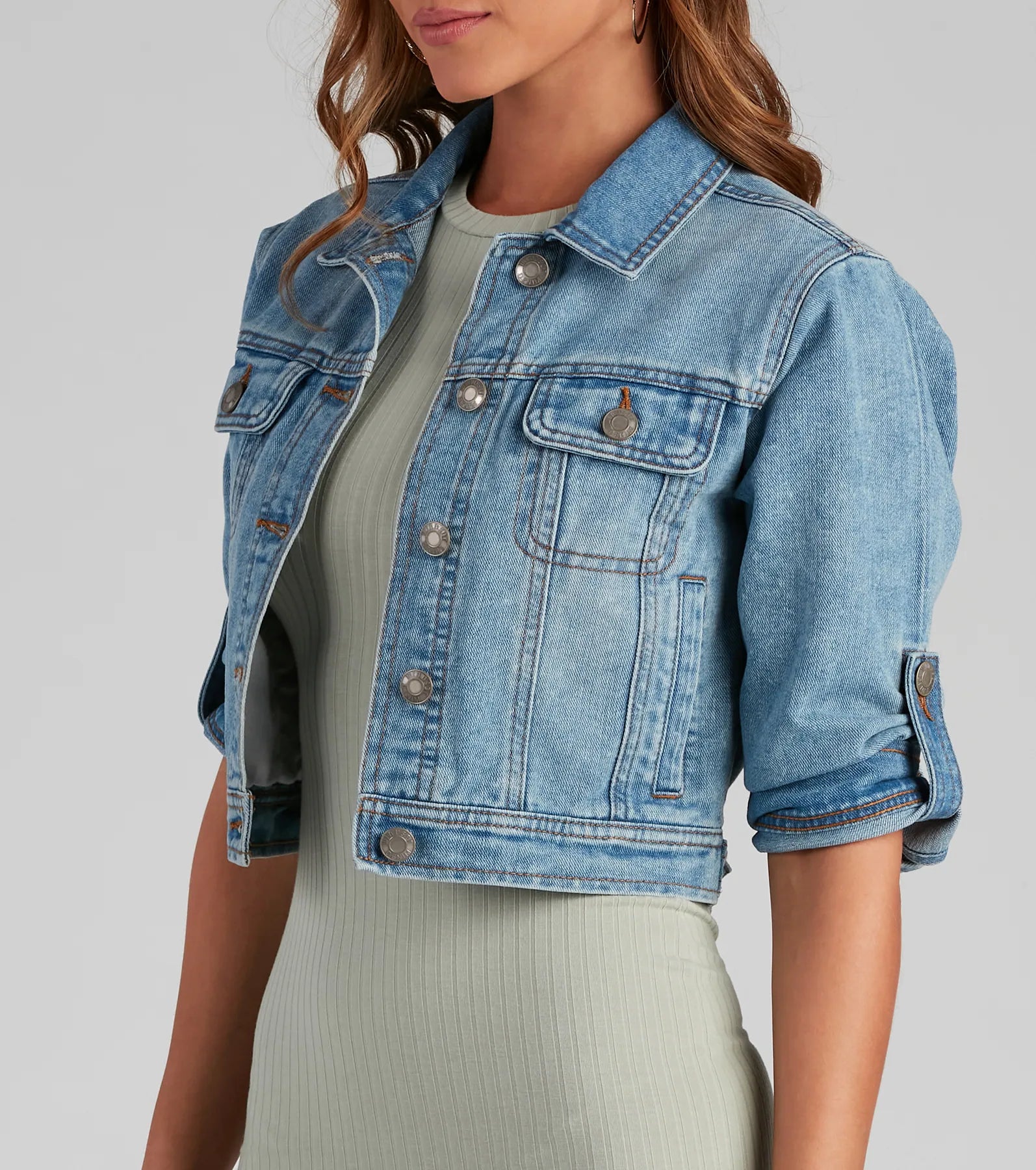 Cute And Classic Cuffed Denim Jacket