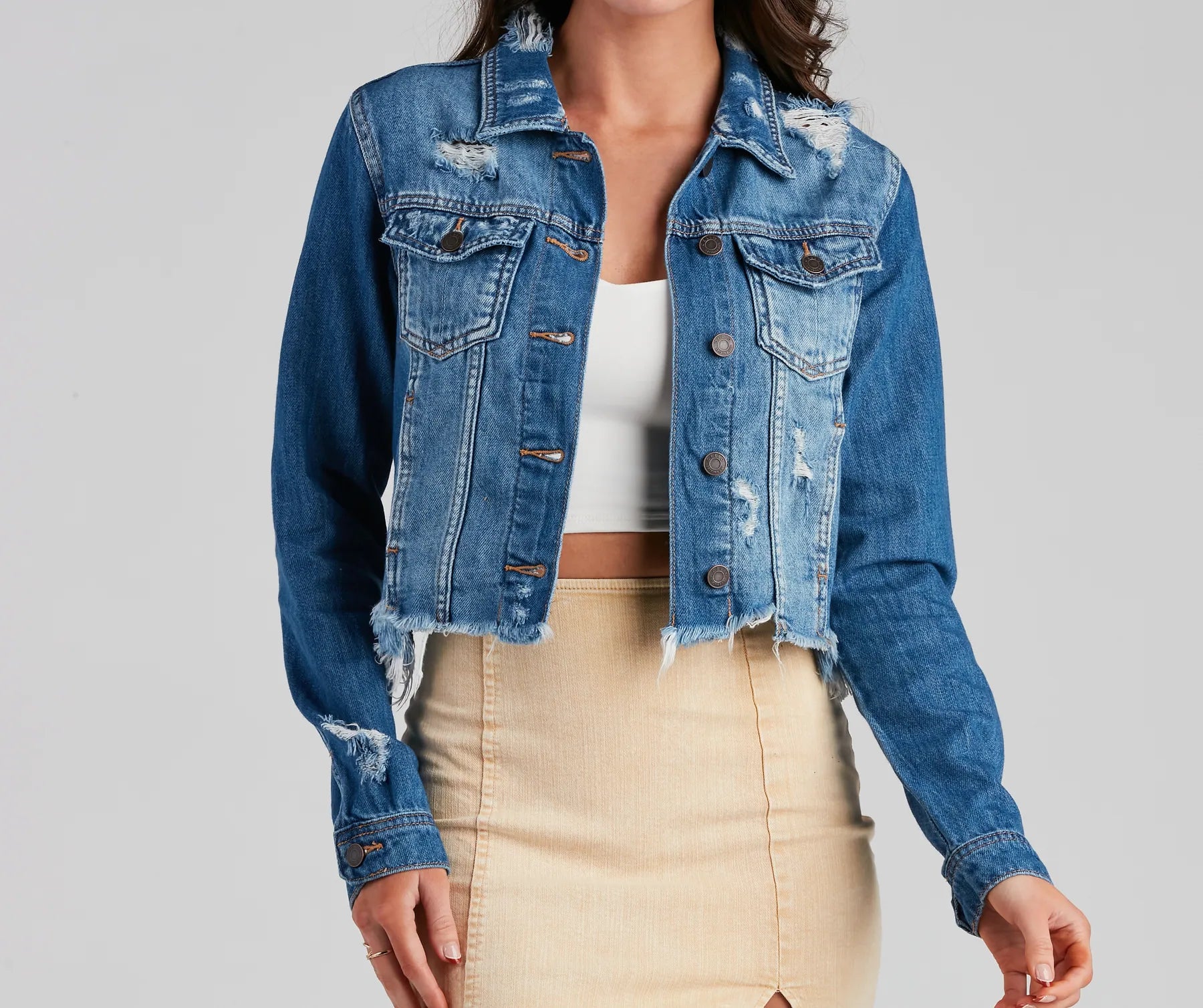 Daring Beauty Cropped Denim Jacket