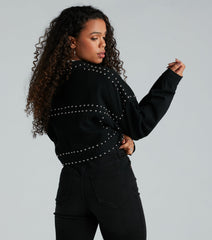 Tell Me About It Stud Denim Crop Jacket