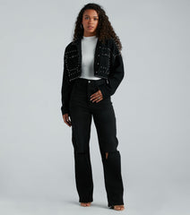 Tell Me About It Stud Denim Crop Jacket