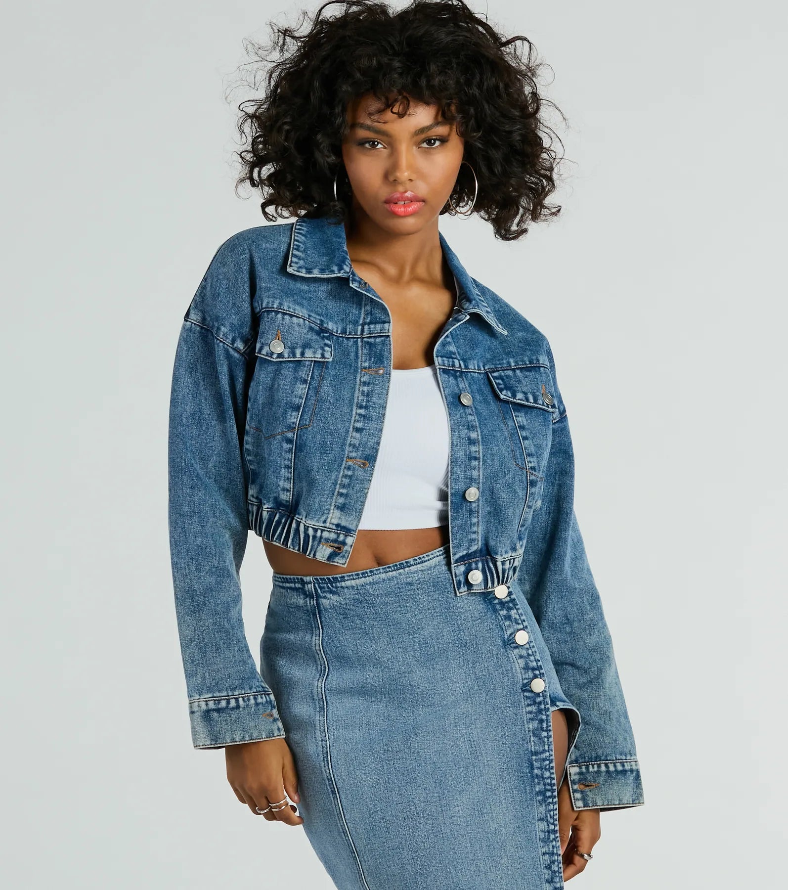 On My Way Trucker Crop Denim Jacket