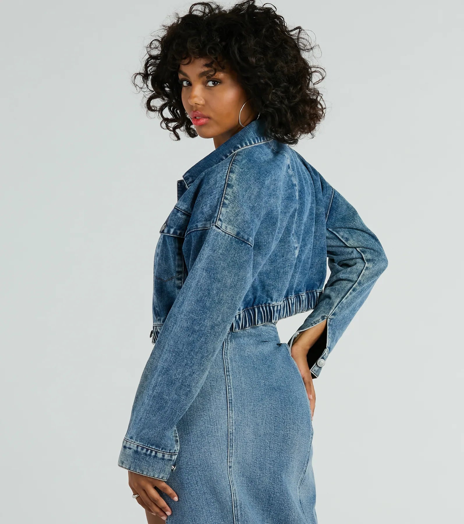 On My Way Trucker Crop Denim Jacket