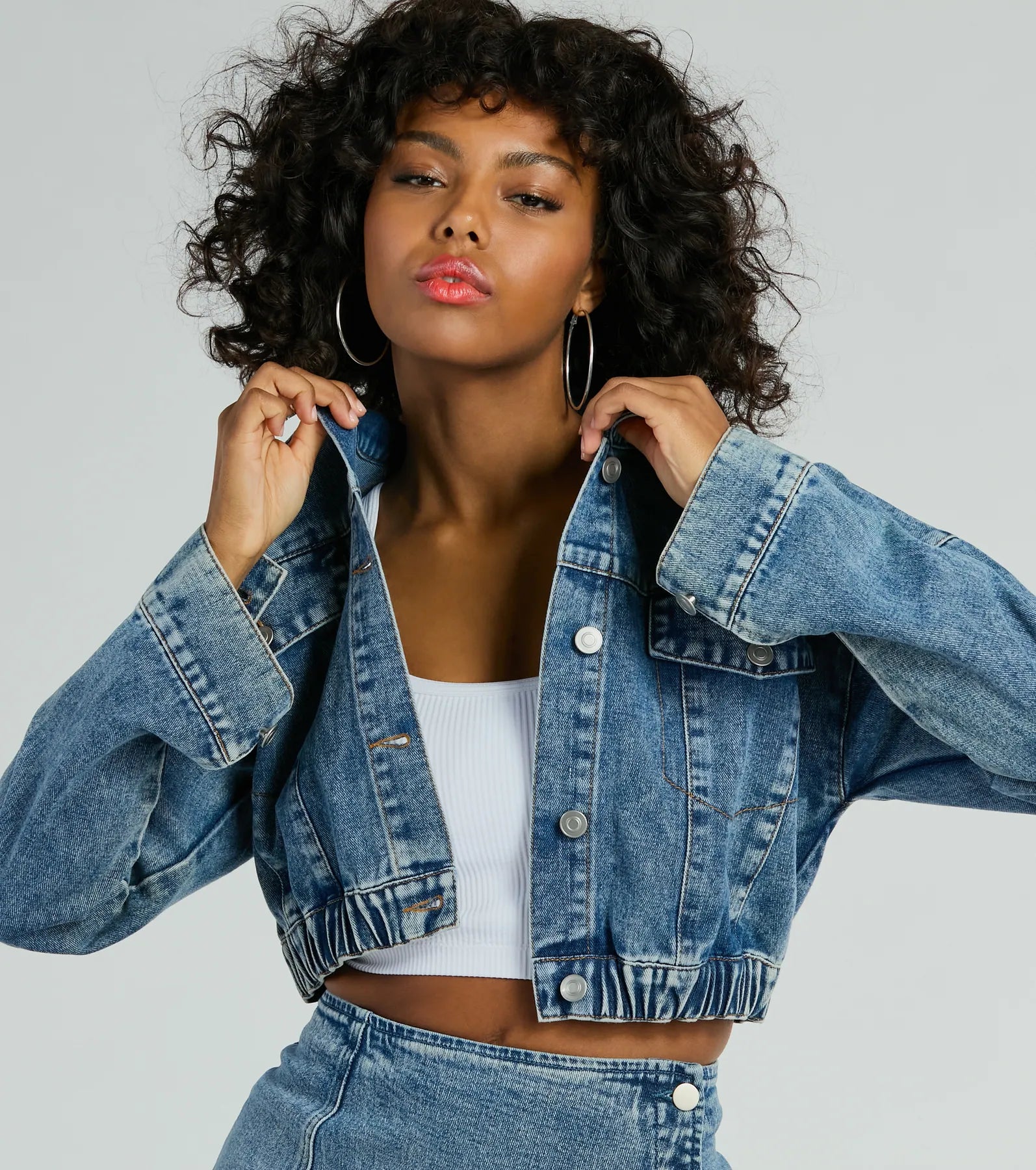 On My Way Trucker Crop Denim Jacket