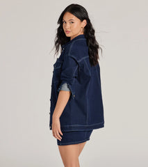 Admirable Aesthetic Oversized Long Sleeve Denim Shacket