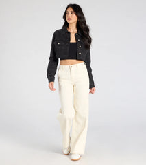 Trend Always Acid Wash Crop Denim Jacket