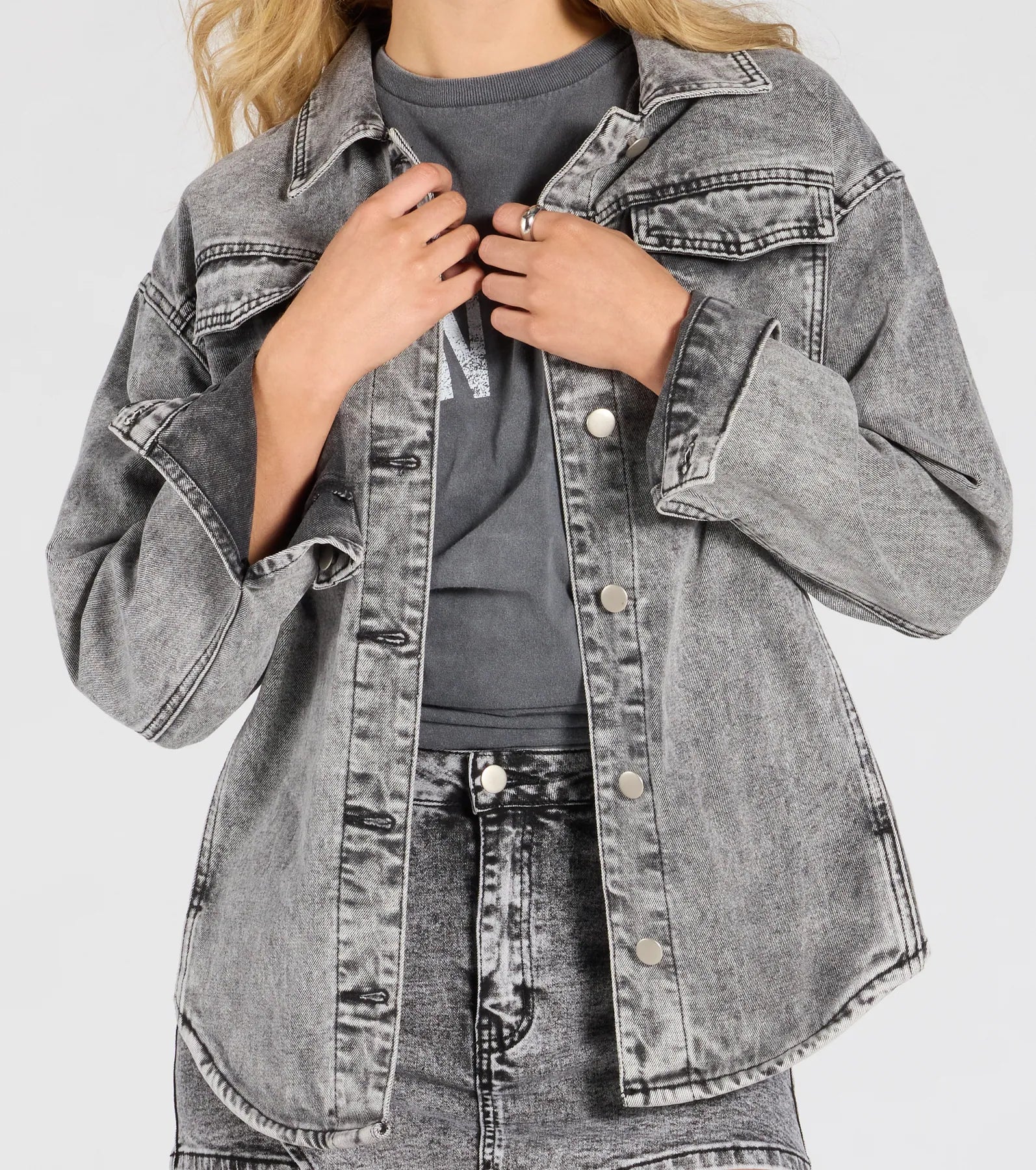 New Staple Acid Wash Denim Shacket