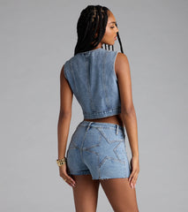 Trendy Mood Cropped Denim Vest