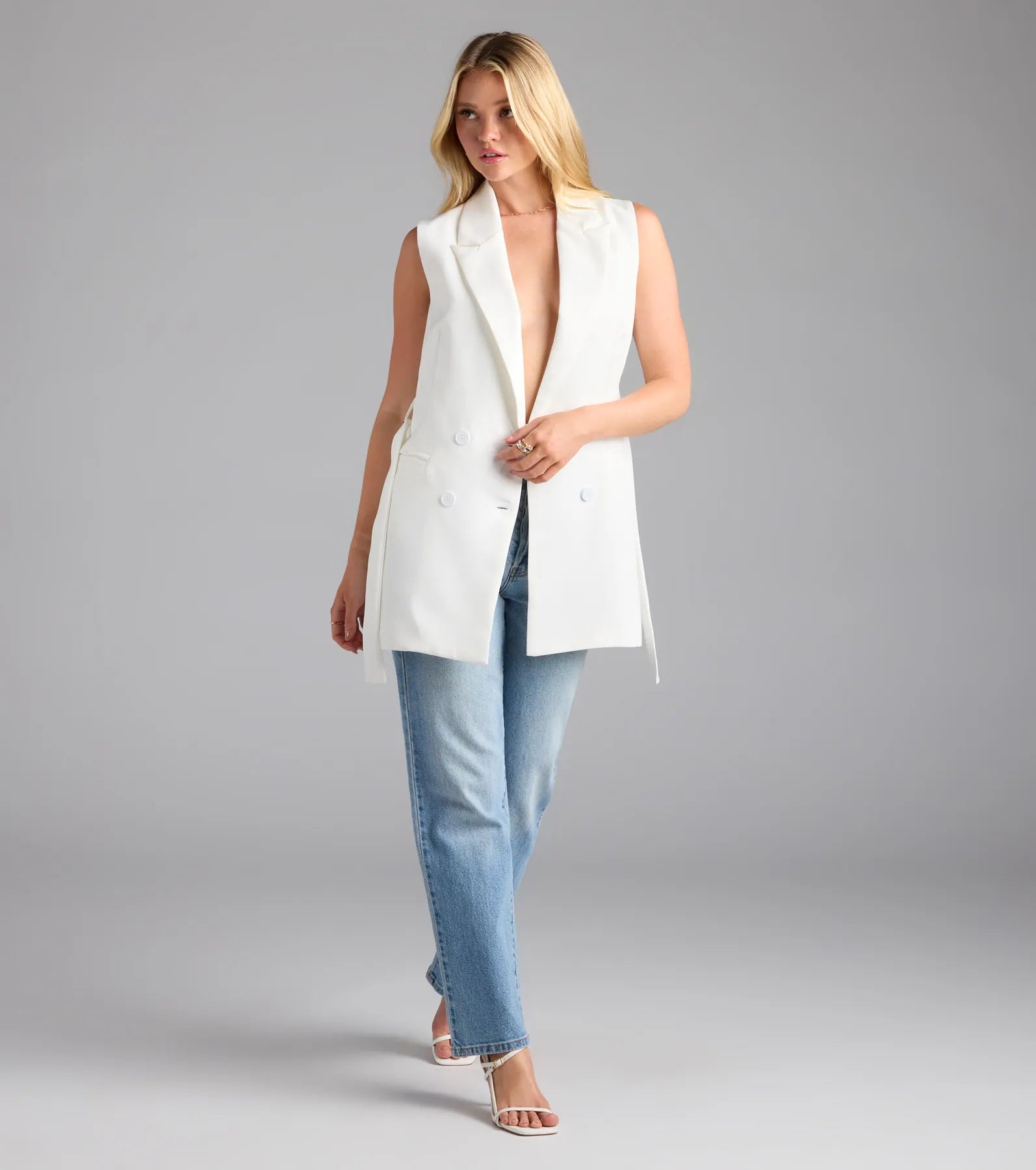 Sophisticated Vibe Double-Breasted Longline Vest