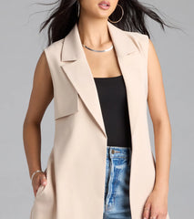 Leave It Me Belted Long Vest