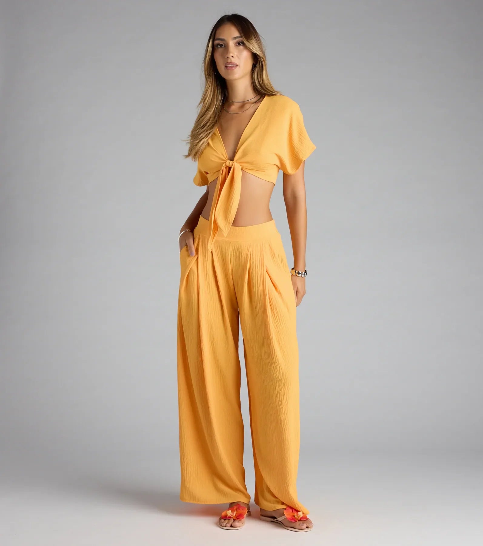 Weekend Vibes Tie-Front Crop Top