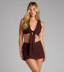 Sunny Daze Linen Tie-Front Crop Top