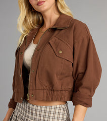 Street Cue Crop Denim Bomber Jacket