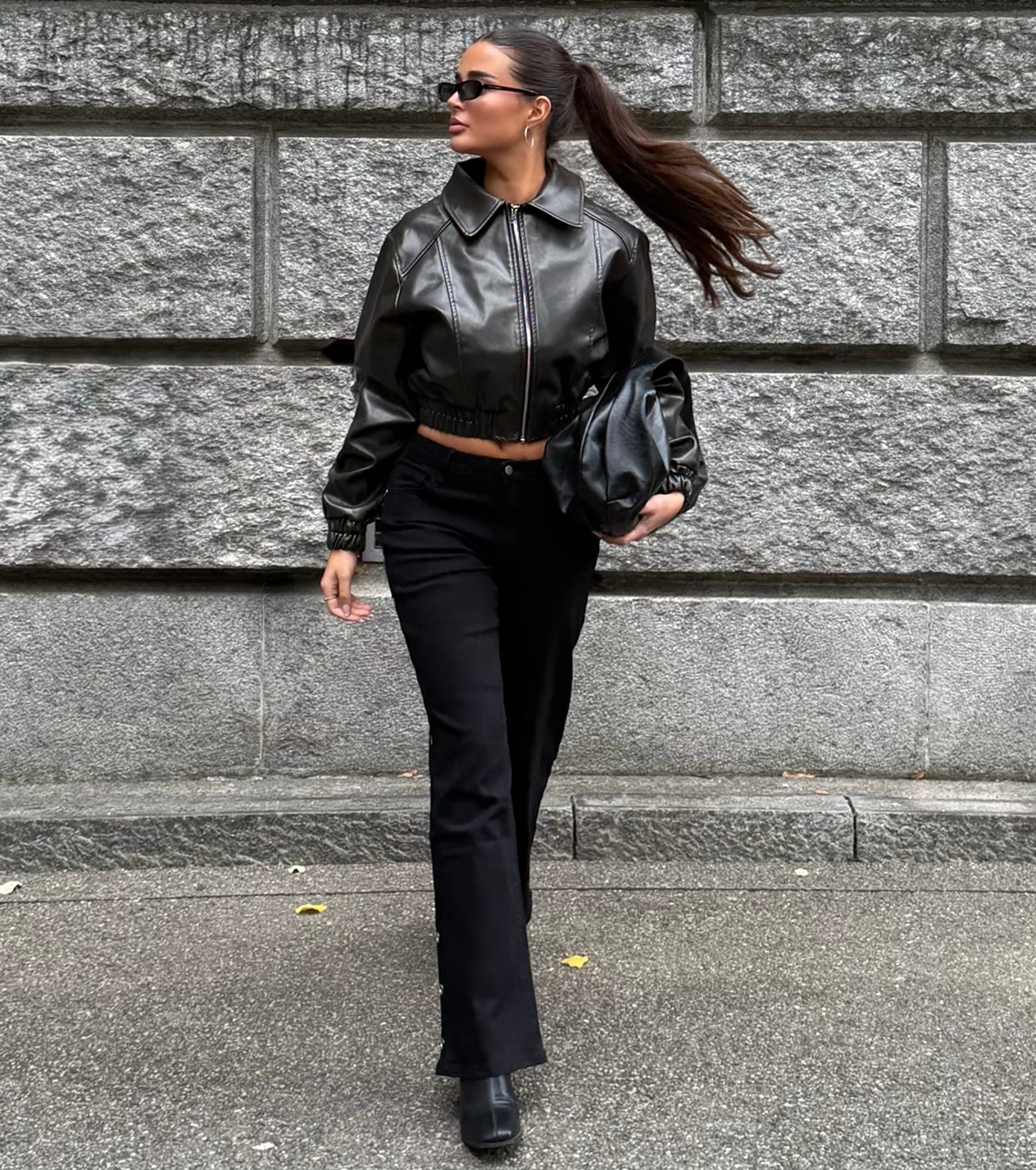 Cool Factor Faux Leather Bomber Jacket