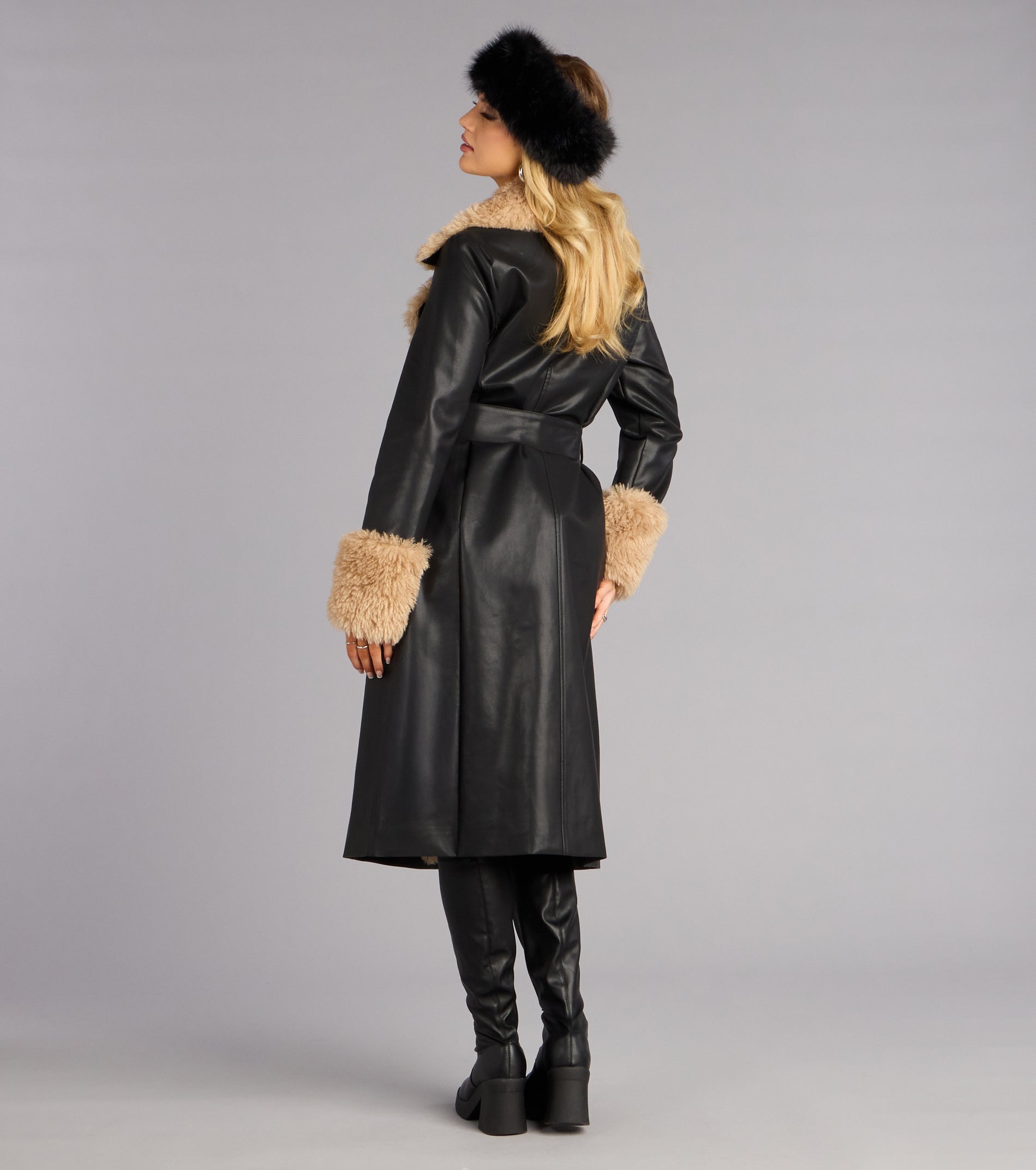 Wrapped in Drama Faux Leather Trench Coat