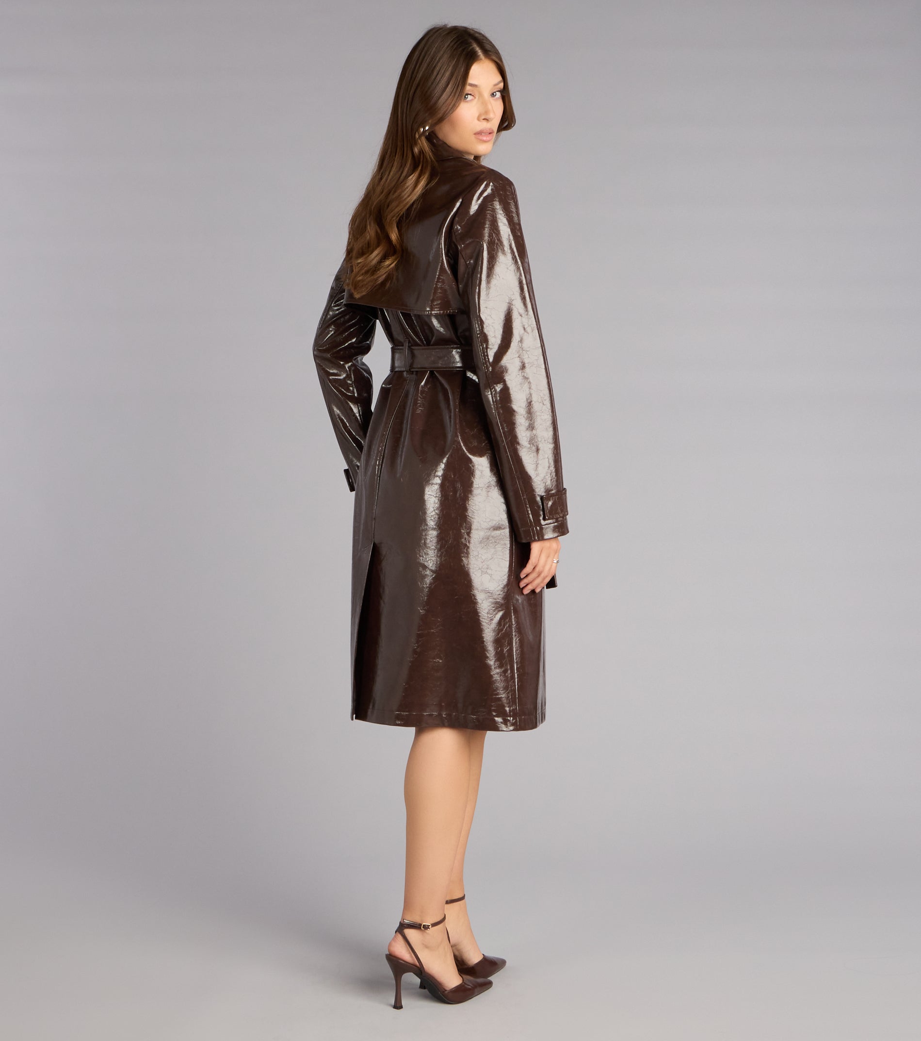 Statement Season Faux Leather Trench Coat