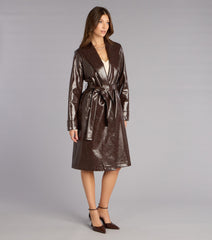 Statement Season Faux Leather Trench Coat