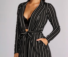 Sophisticated In Striped Trench Coat