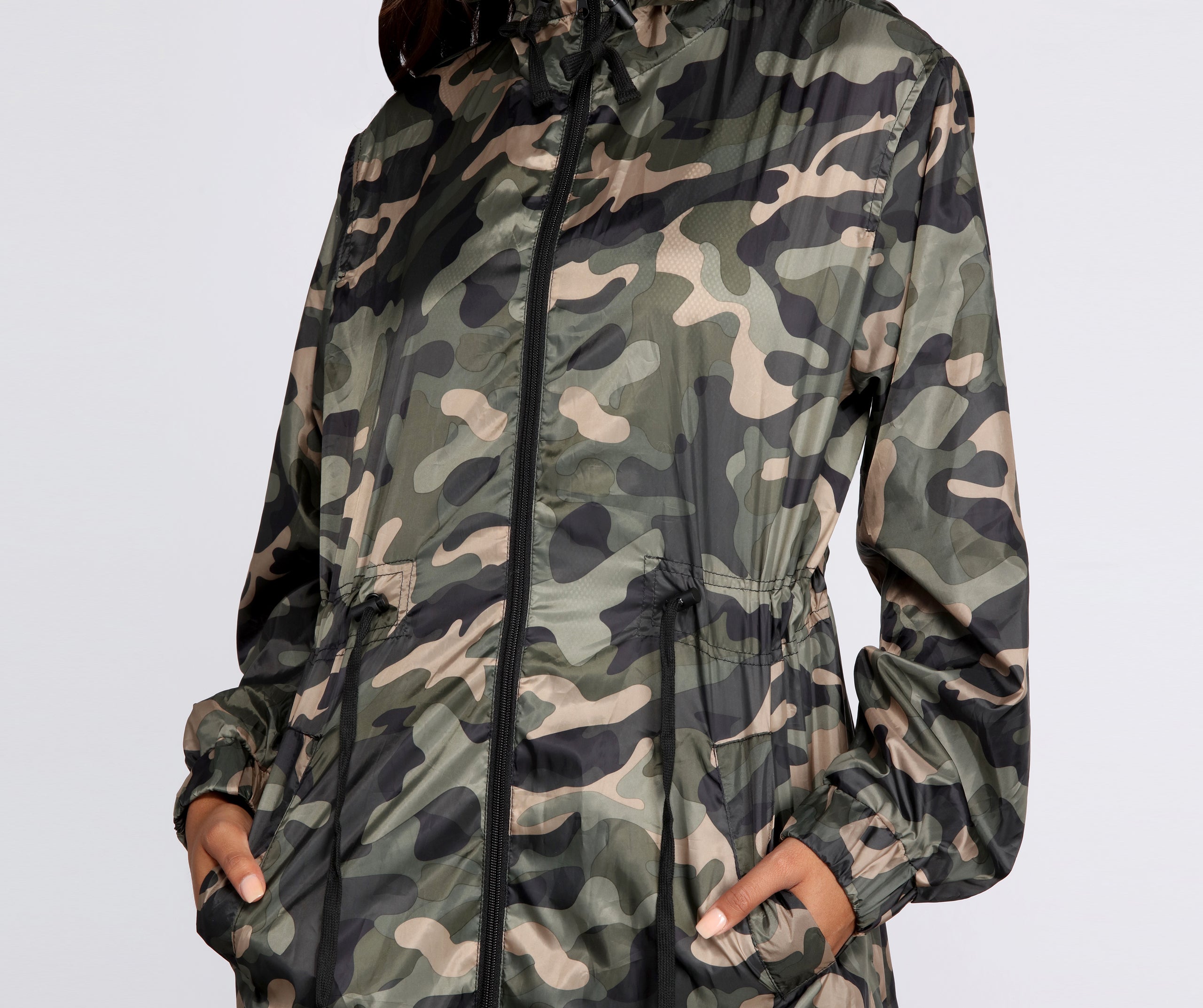 Long Line Camo Anorak Windbreaker