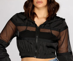 In The Sheer Mesh Nylon Cropped Jacket