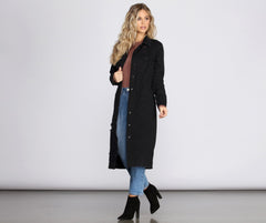 Fray Days Long Dark Denim Jacket