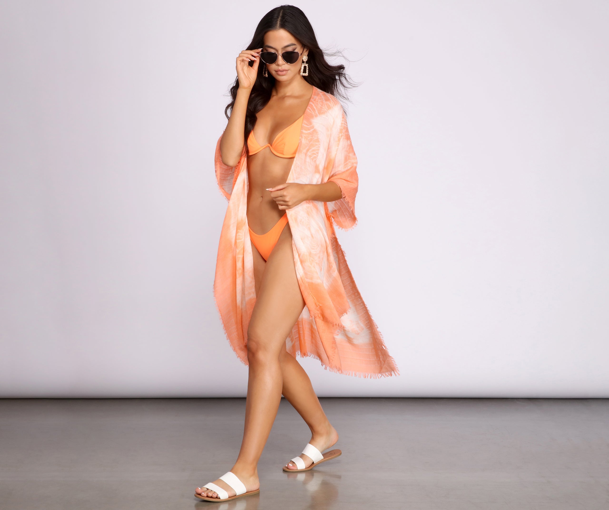 Color Splash Tie Dye Tie Front Kimono