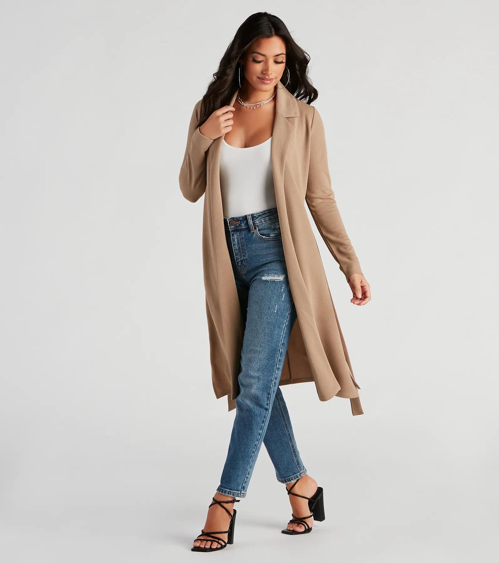 Making Moves Tie Waist Trench