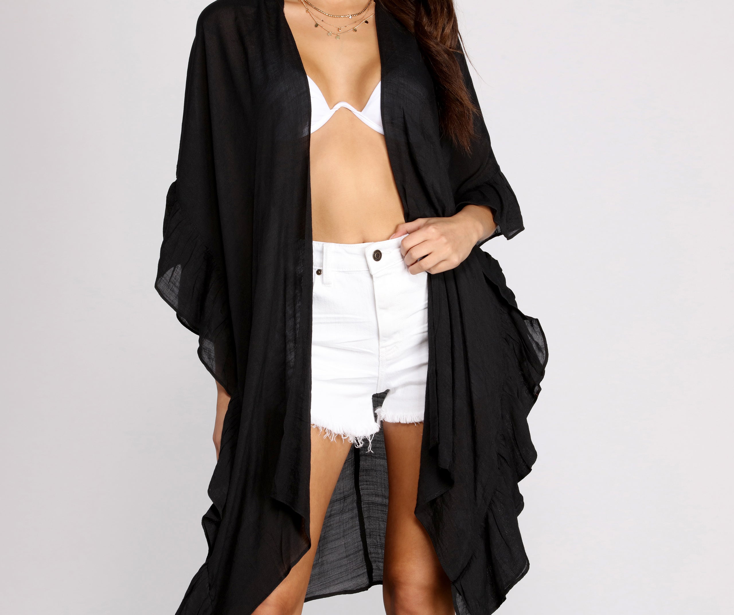 Just Relaxin' Ruffled Kimono