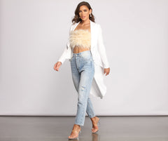 First In Class Peplum High Low Jacket