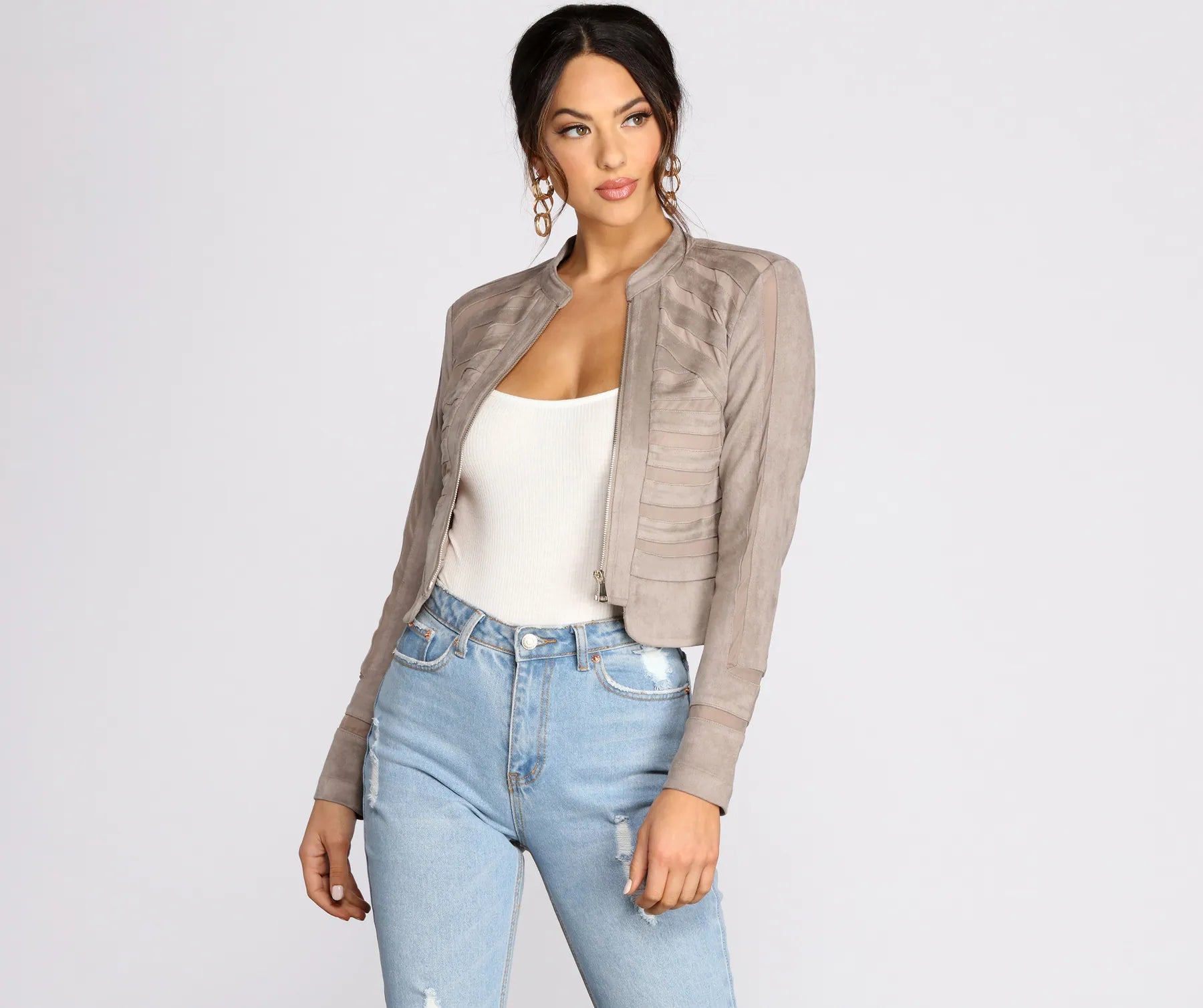 Sweet And Sheer Faux Suede Jacket